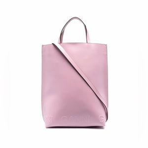 GANNI - Recycled Logo Banner Logo Tote Medium, Pink - retail $348